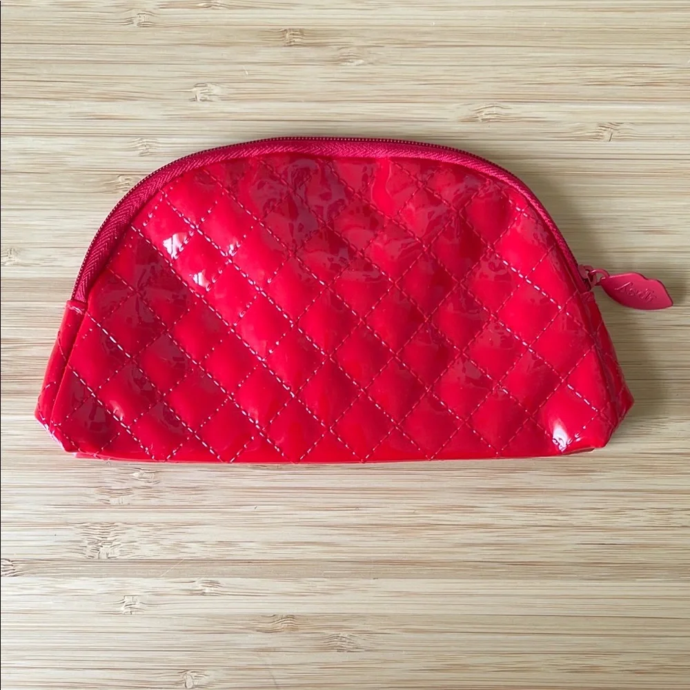 Ipsy Bag - Glossy Quilted Red Cosmetic Pouch